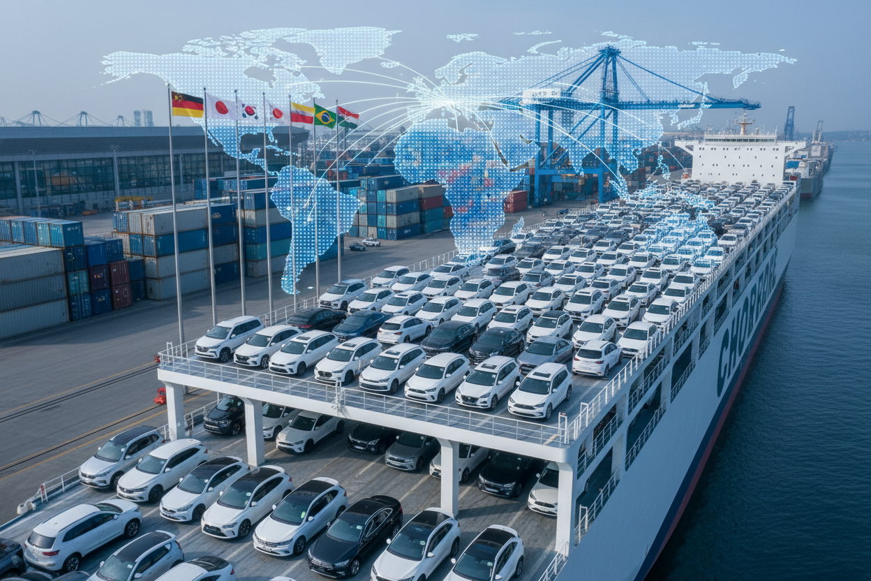 来自中国的汽车运往全球